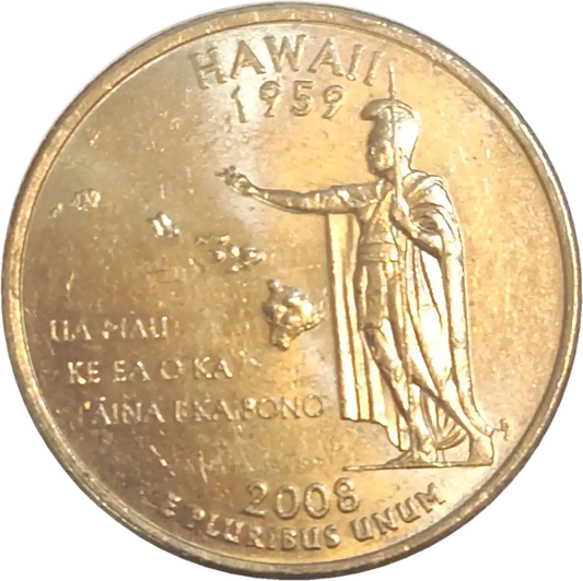 usa 25 cents hawaii state 2008-P