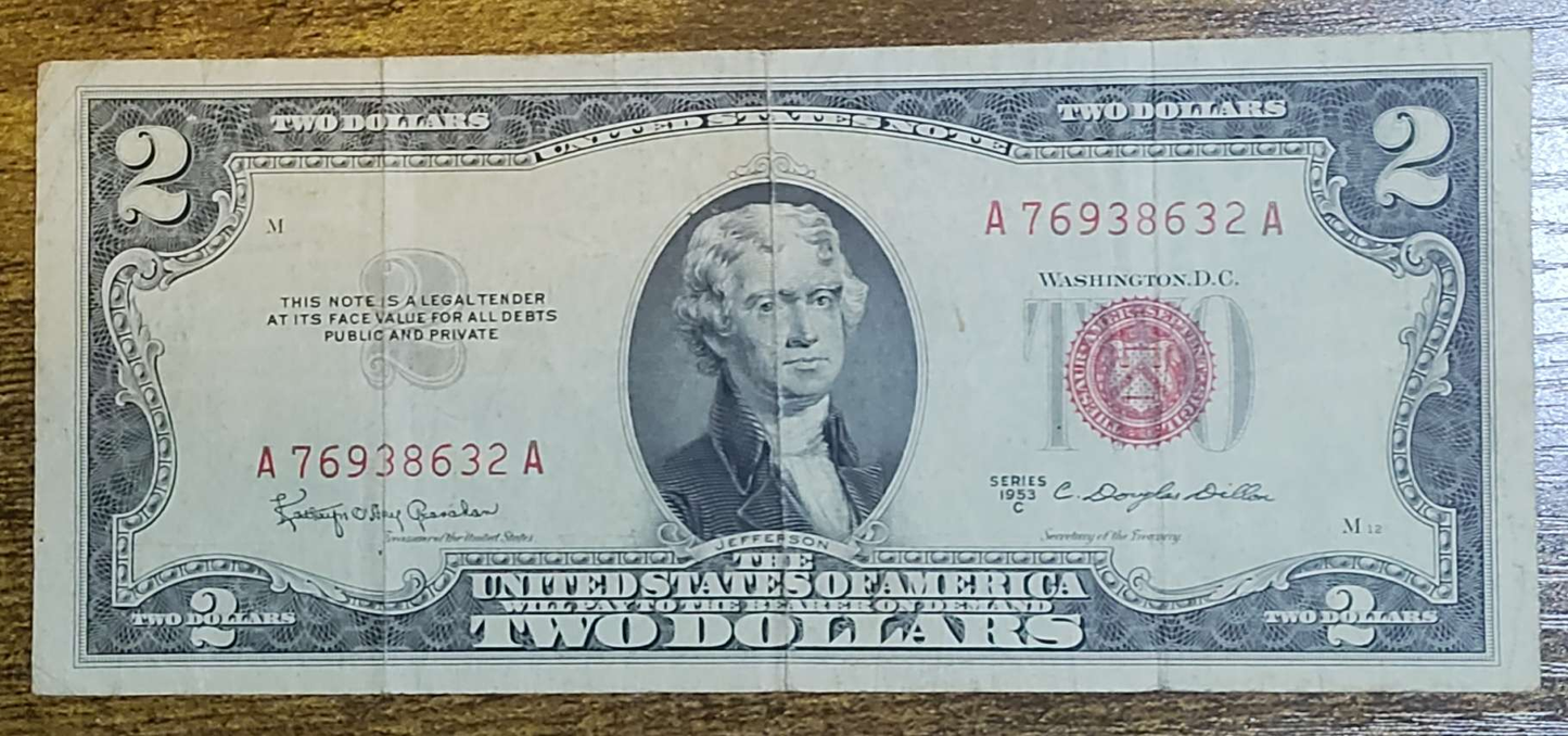 usa 2 dollars 1953
